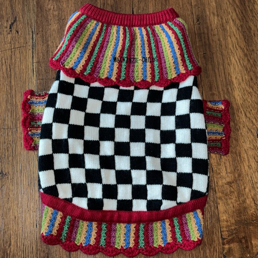 Mackenzie-Childs Dog Sweater Courtly Check